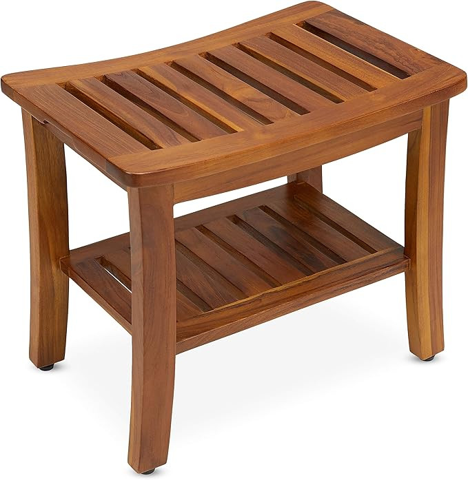 Teak Shower Bench 21 Inch, Fully Assembled Wood Bath Stool for Shower & Spa, The Hermod | Amazon (US)