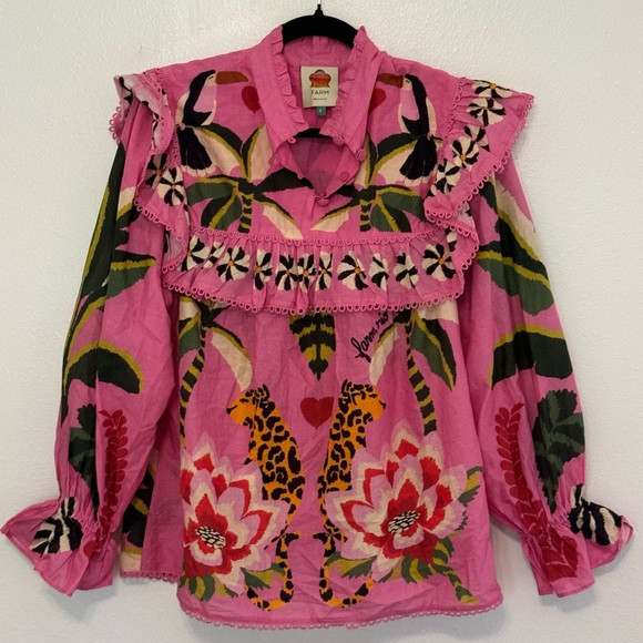 Farm Rio Pink Floral Top Size Small | Poshmark