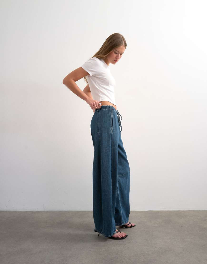 Topshop pull on barrel jean in rich blue | ASOS (Global)