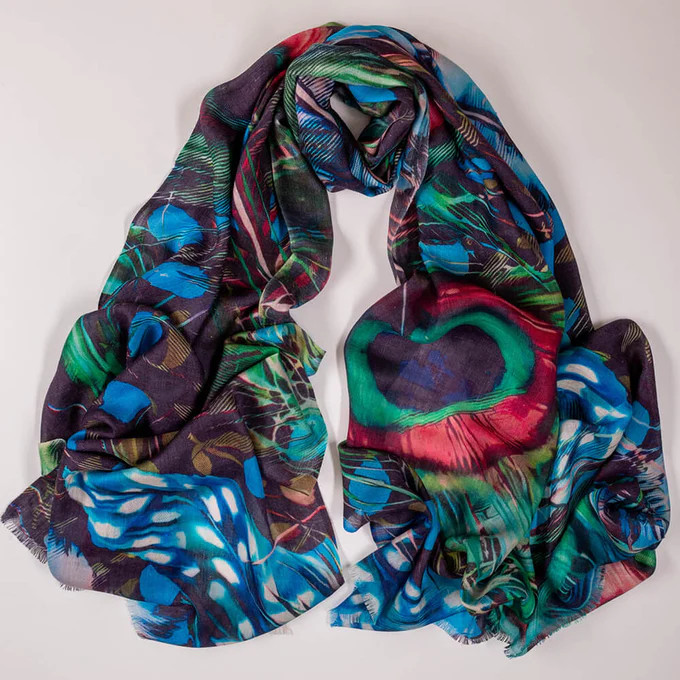 The Liberty Print Quartet – The Peacock Cashmere and Silk Wrap | Black