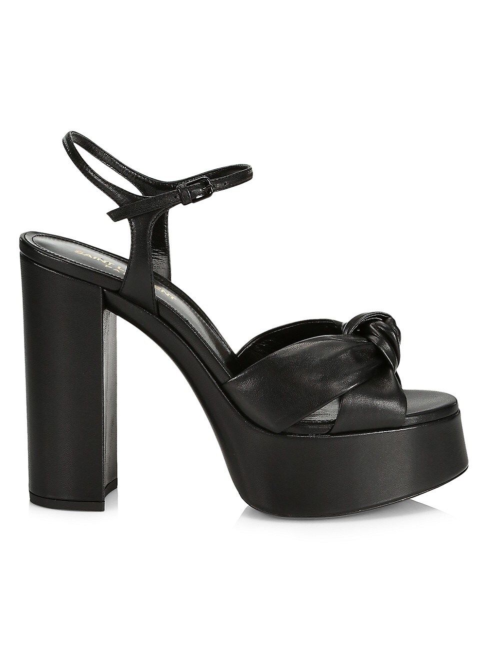 Saint Laurent Women's Bianca Knotted Leather Platform Sandals - Nero - Size 9.5 | Saks Fifth Avenue