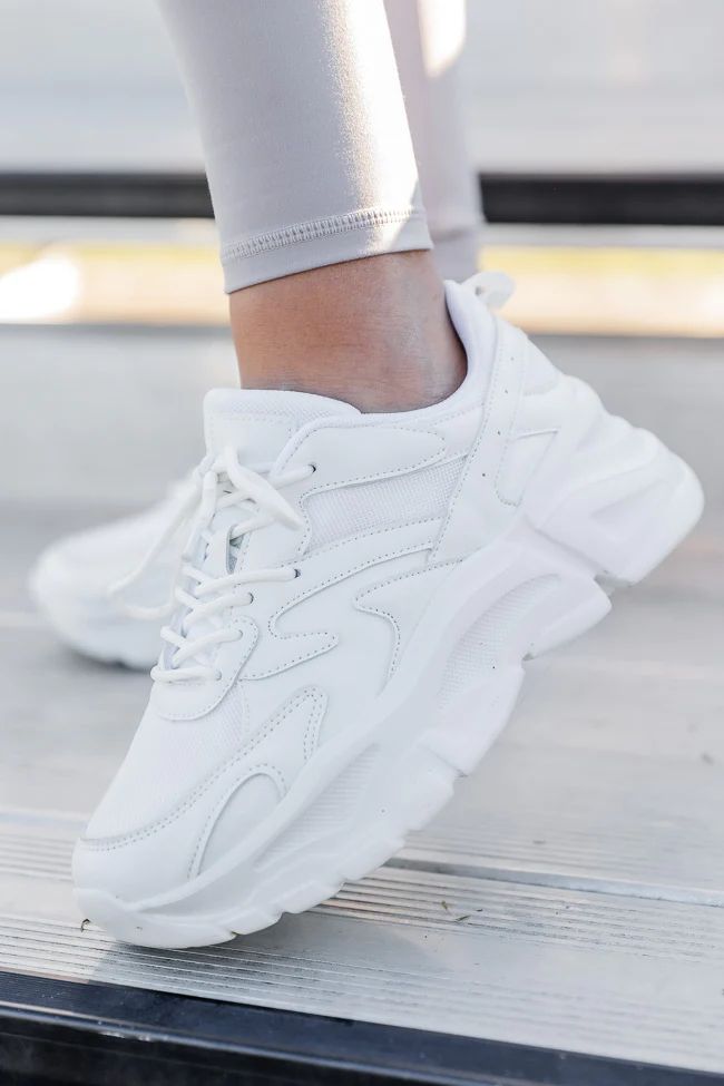 Tessa White Chunky Sneakers | Pink Lily