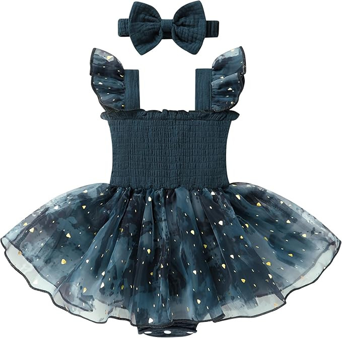 YOUNGER TREE Baby Girl Tulle Romper Dress Infant Sleeveless Ruffle Bodysuit Tutu Skirt Toddler Su... | Amazon (US)