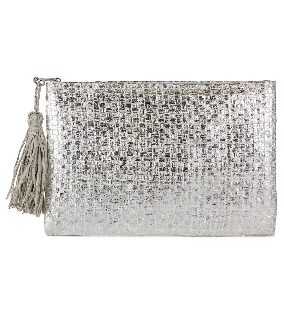 Magid Women's Insulated Solid Silver Bikini Bag Beach Clutch with Tassel | Walmart (US)