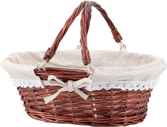 HOZEON 14.1 x 11 x 6.7 Inch Natural Wicker Woven Basket, Premium Willow Basket with Handle and Li... | Amazon (US)