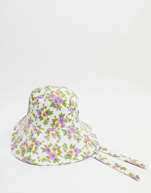 ASOS DESIGN fisherman hat with under tie in ditsy floral | ASOS US