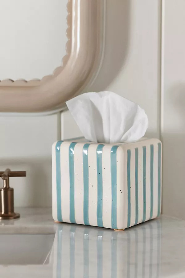 Striped Ceramic Tissue Box Cover | Anthropologie (US)