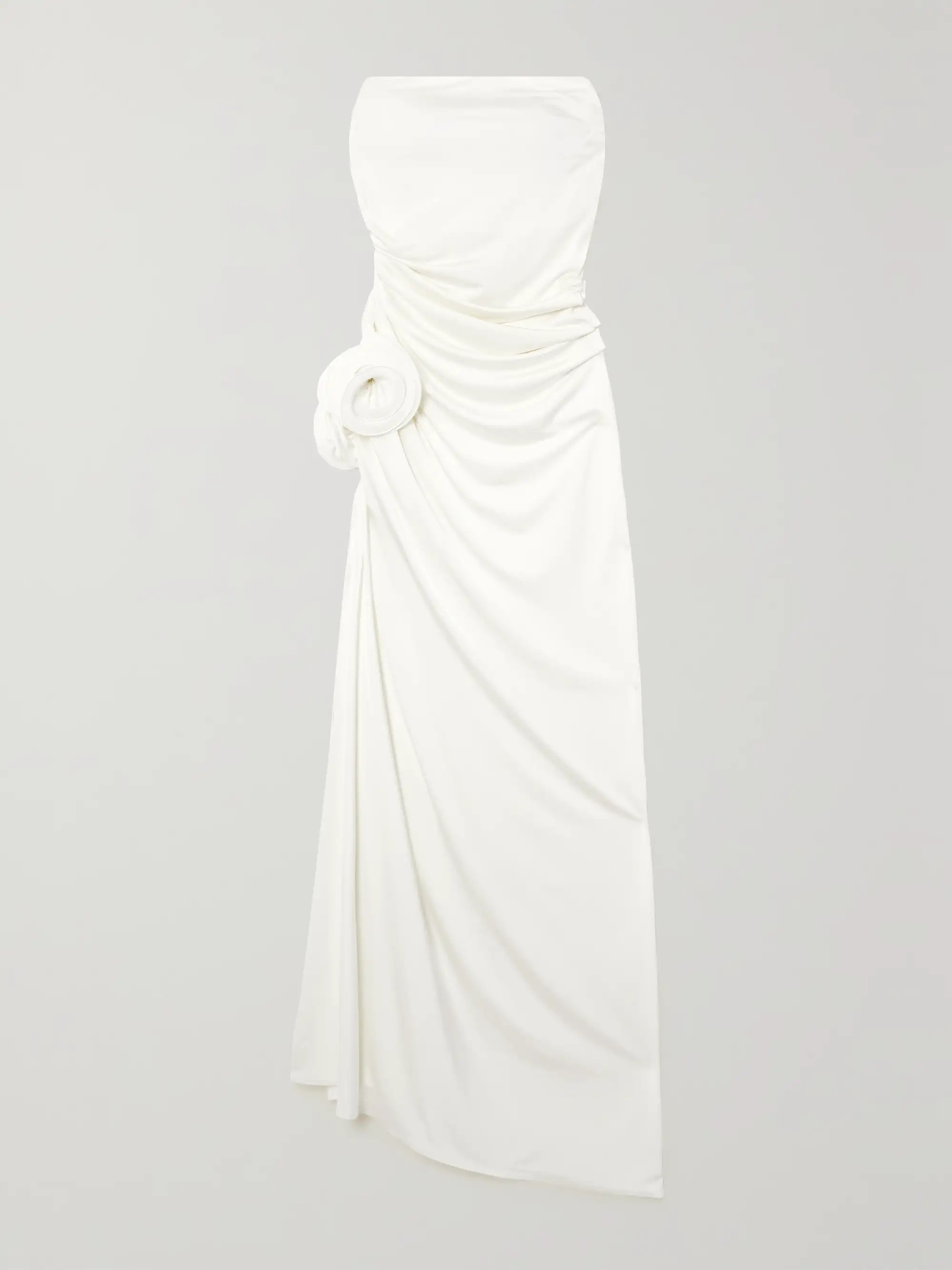 Strapless appliquéd ruched stretch-jersey gown | NET-A-PORTER APAC