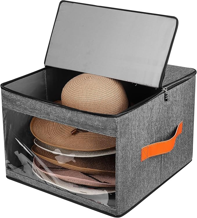 Upgraded Hat Storage Box for Women & Men,Closet Hat Boxes Organizer Bag with Dustproof Lids,Cowbo... | Amazon (US)