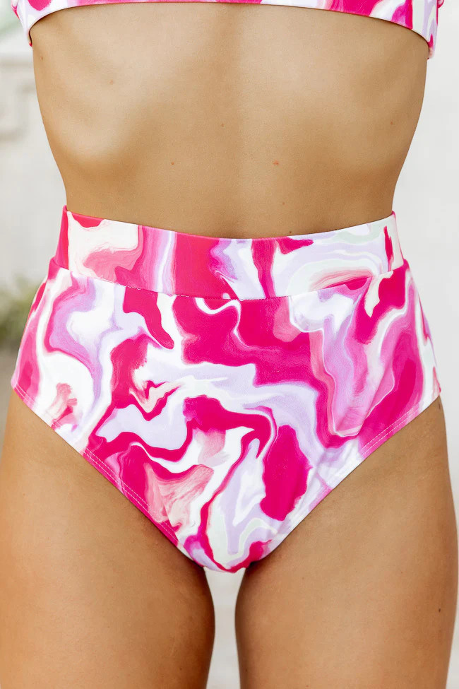 Resting Beach Face Hot Pink Swirl Bikini Bottom | Pink Lily