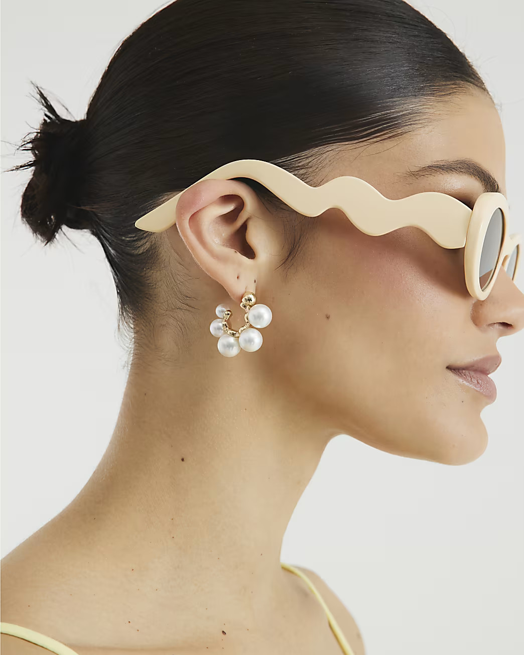 White Bubble Pearl Hoop Earrings | River Island UK & IE