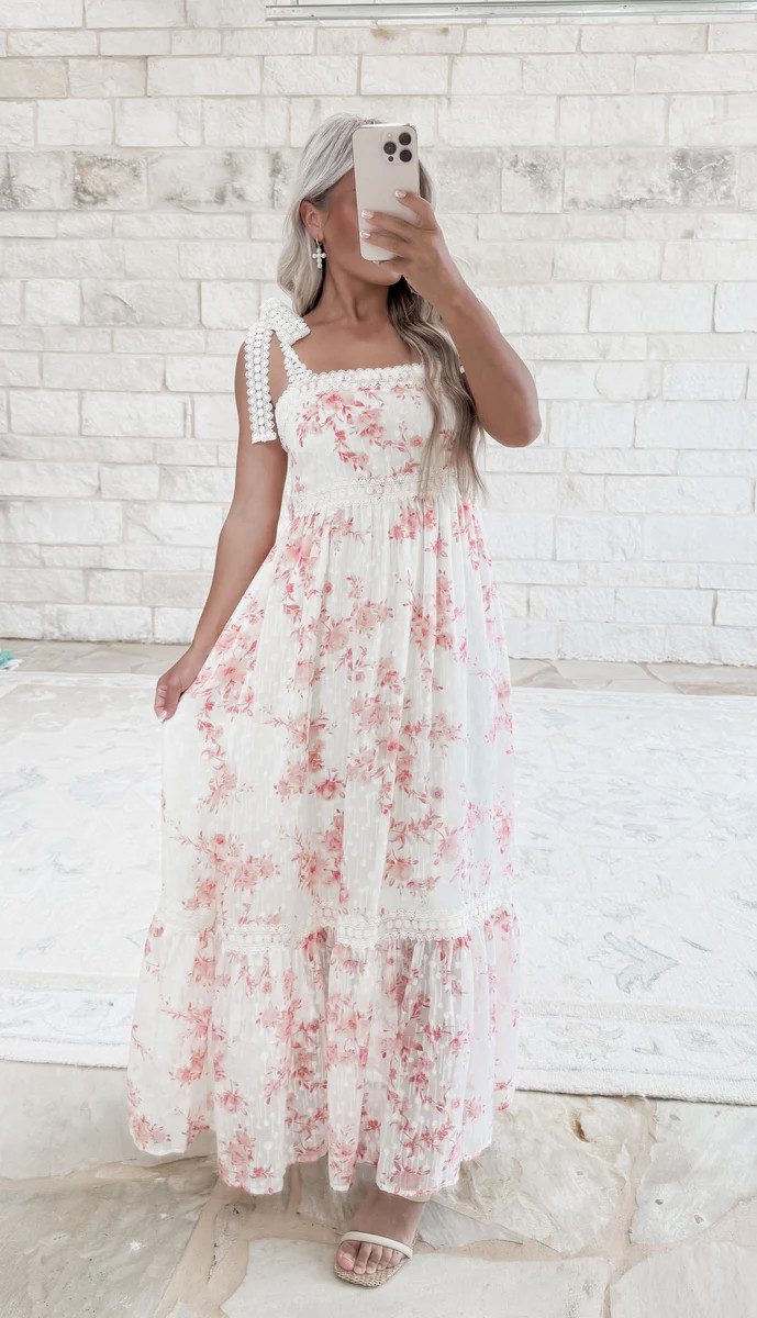 Pink Skies Lace Trim Textured Maxi Dress (FINAL SALE) | CK Squared Boutique