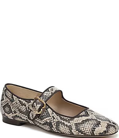 Sam Edelman Michaela Snake Print Leather Mary Jane Flats - 8 | Dillard's