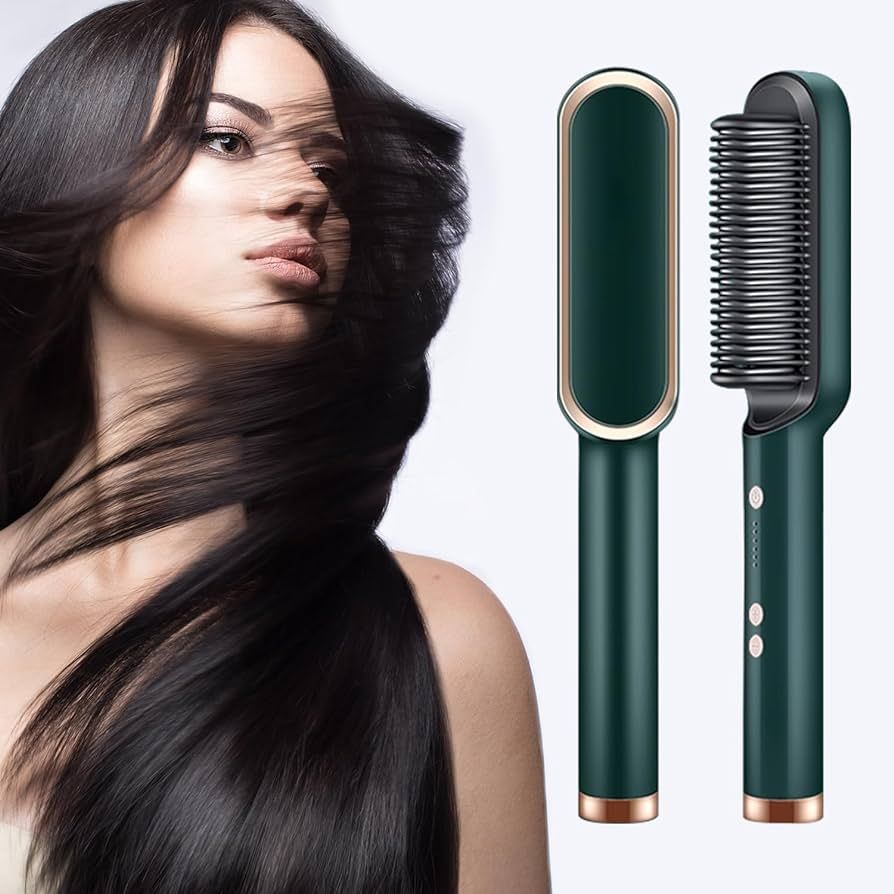 Hair Straightener Brush with 5 Temp,Negative Ion Styling Comb, 2 in 1 Hair Straightener Brush and... | Amazon (US)