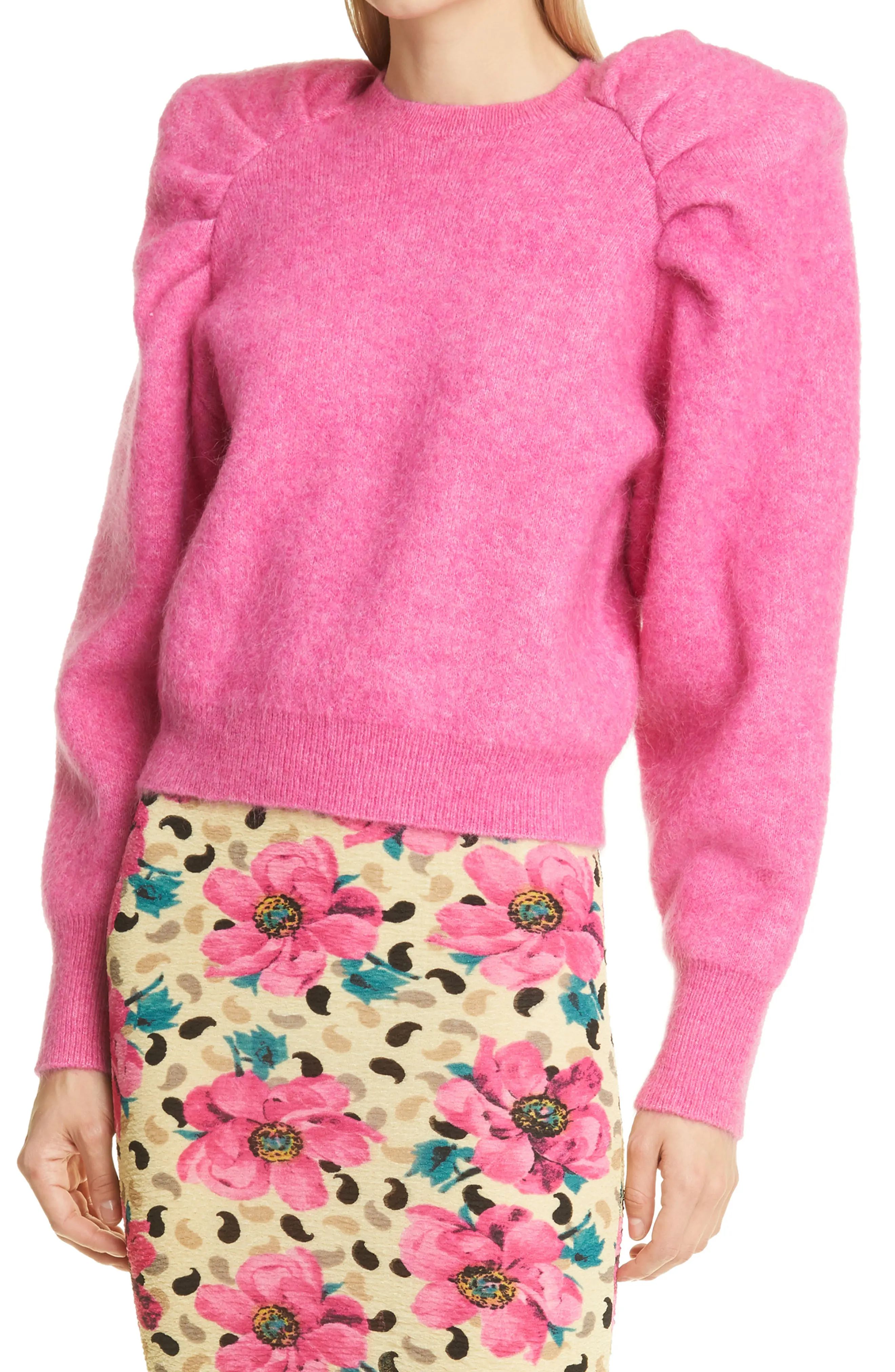 ROTATE Brinna Wool & Mohair Blend Sweater in Carmine Rose at Nordstrom, Size 6 Us | Nordstrom