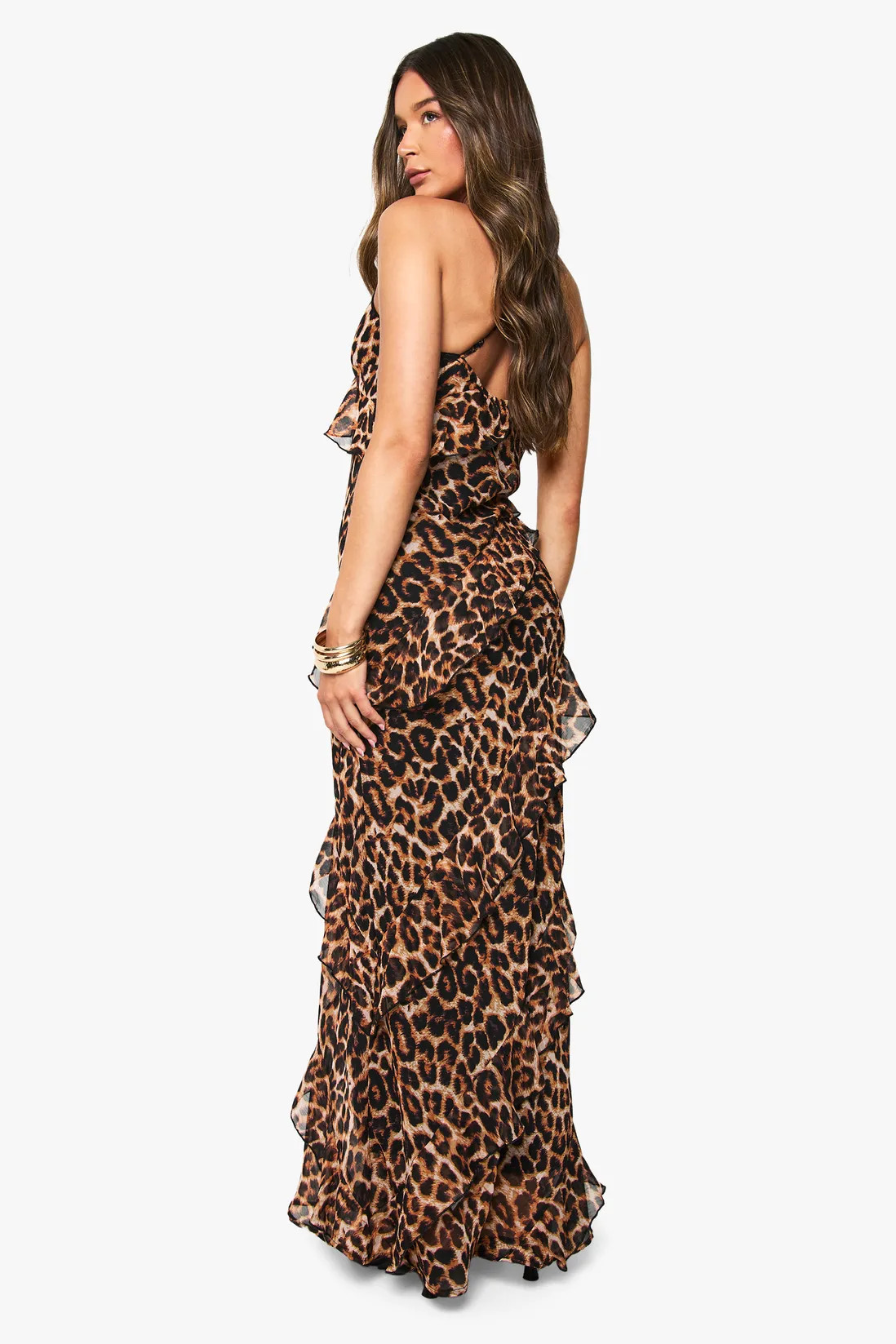 Leopard Chiffon Ruffle Maxi Dress | boohoo (US & Canada)