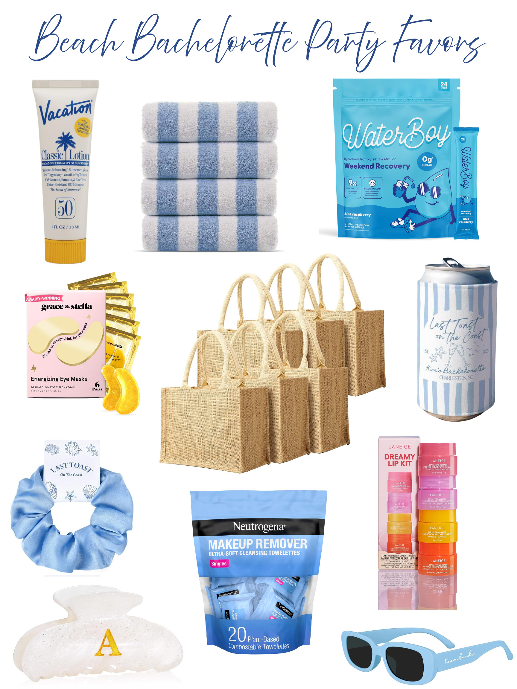 Beach Bachelorette Party Favor Bags

bachelorette trip, wedding season, wedding, bride, bride and bridesmaid, bridesmaid bag, bridesmaid gift, beach bachelorette, beach trip, last toast on the coast, beach theme, bachelorette diy, bridesmaid gift bag, beach essentials 

 #LTKFindsUnder50 #LTKFindsUnder100 #LTKWedding