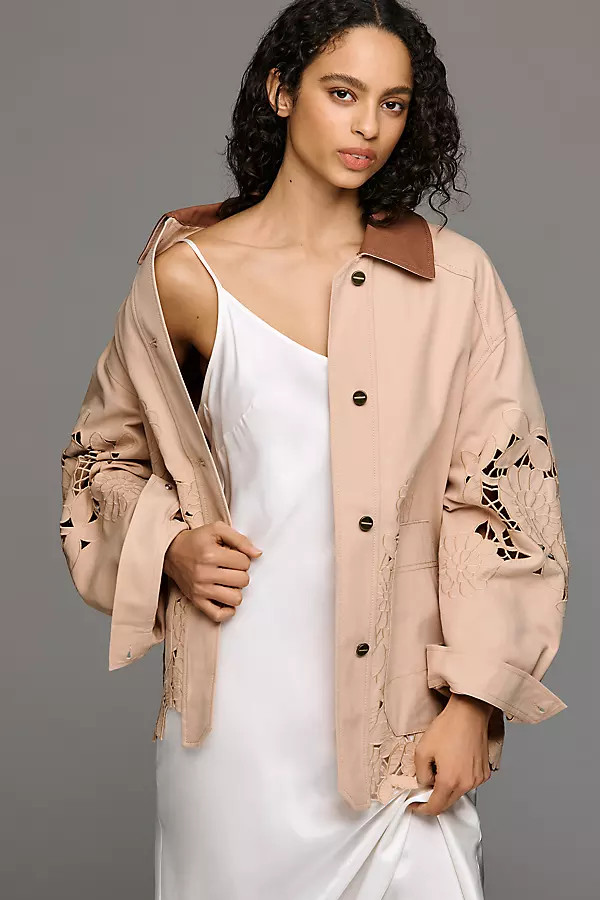By Anthropologie Cotton Floral Cutwork Barn Jacket | Anthropologie (US)