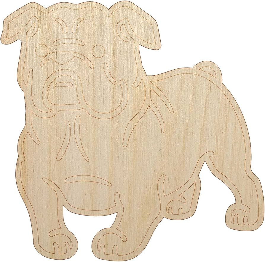 English Bulldog Standing Dog Unfinished Wood Shape Piece Cutout for DIY Craft Projects - 1/8 Inch... | Amazon (US)