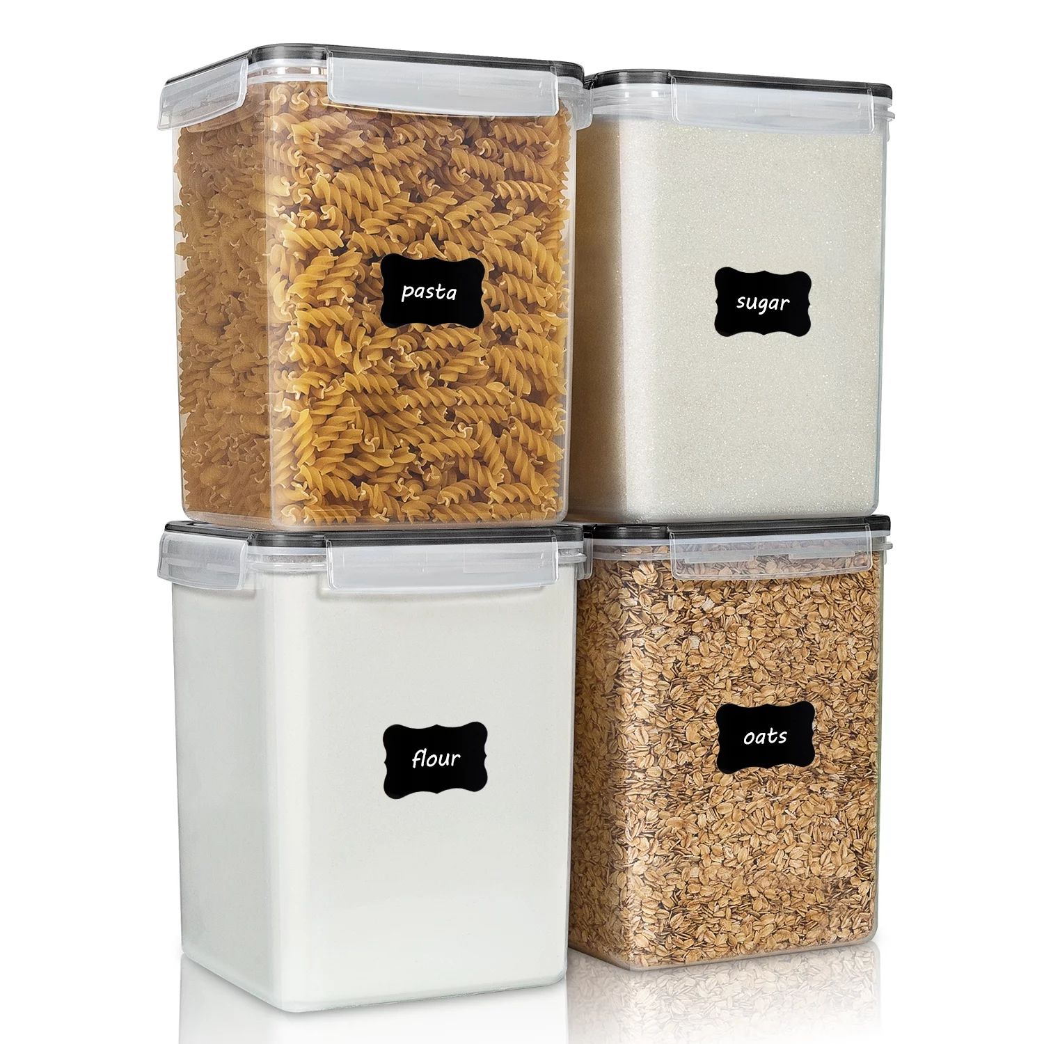 Airtight Pantry Storage Canisters for Flour, Sugar, Vtopmart 4 Pcs Large Food Storage Containers,... | Walmart (US)