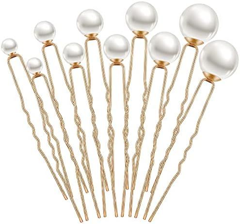 Charonle 32 Pieces Wedding Pearl Hair Pins Bridal Pearl Rhinestone Hair Pins Hair Accessories U Shap | Amazon (US)