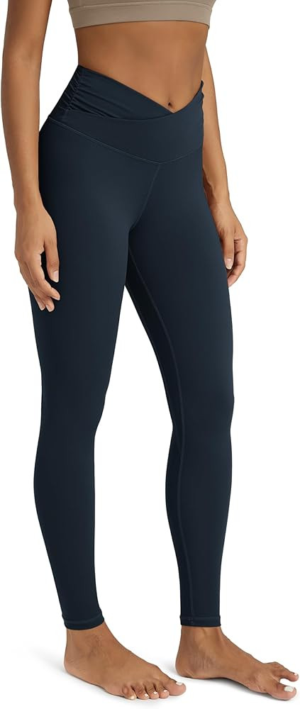 ODODOS Women's Cross Waist Yoga Leggings with Inner Pocket, 23"/25"/28" Gathered Crossover Workou... | Amazon (US)