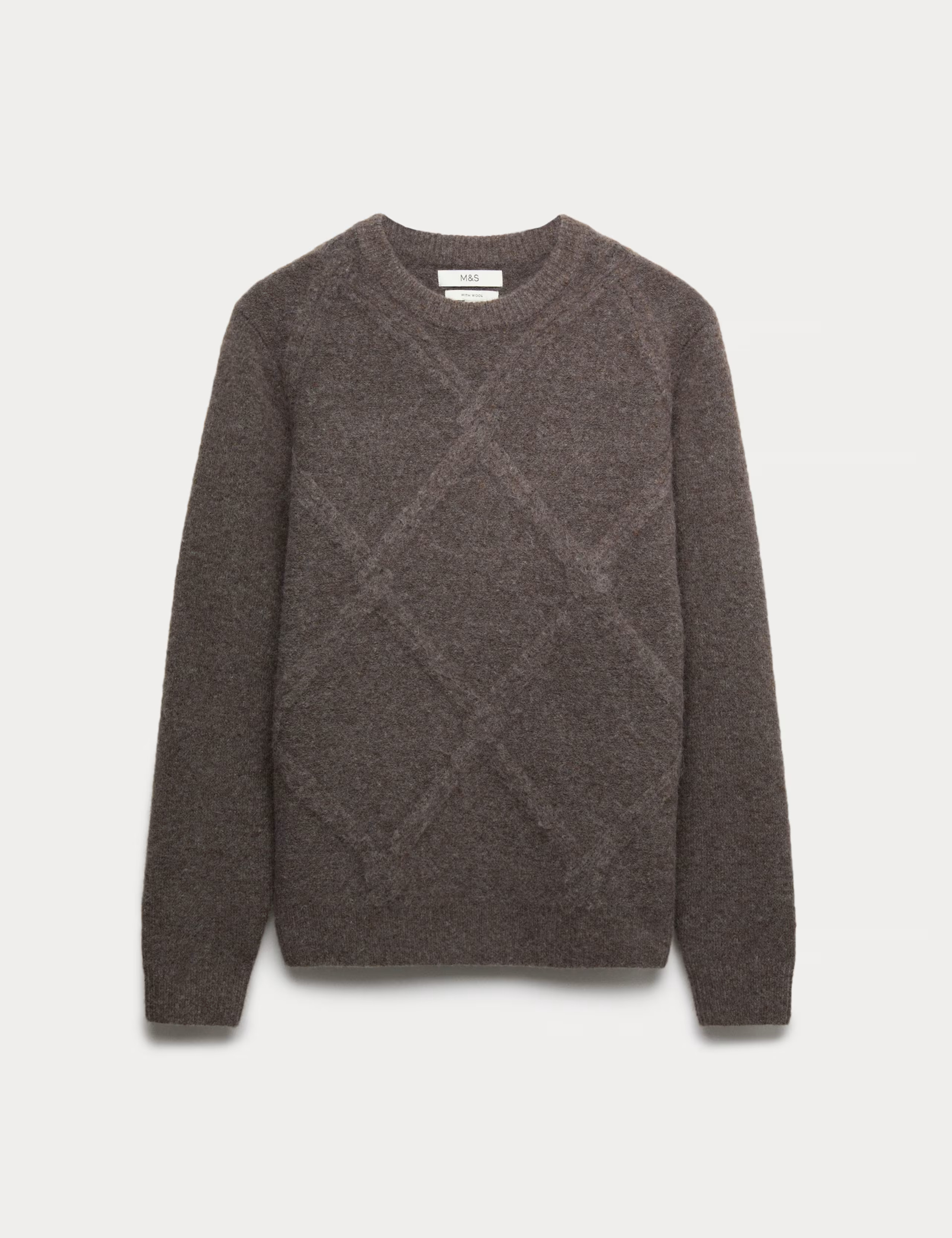 Cable Argyle Hazy Knit Crew Neck Jumper | Marks & Spencer (UK)
