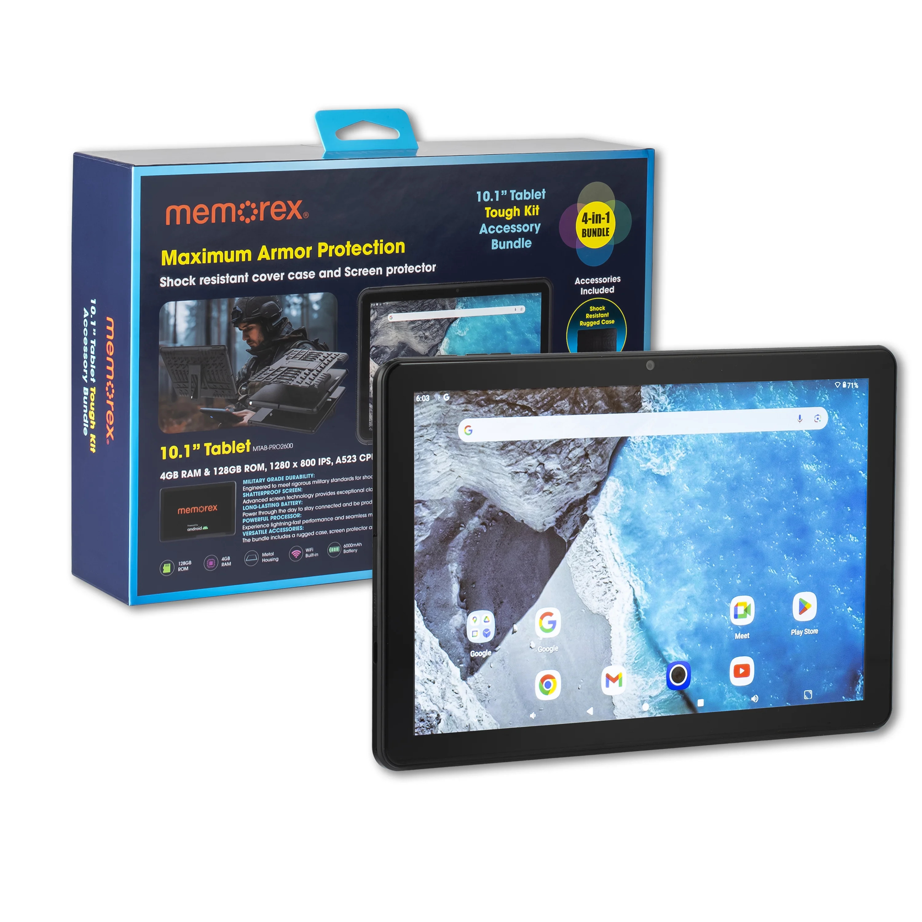 Memorex Tablet with Rugged Accessory Bundle, 10.1", 128GB, All Winner A523 2GHz Processor | Walmart (US)