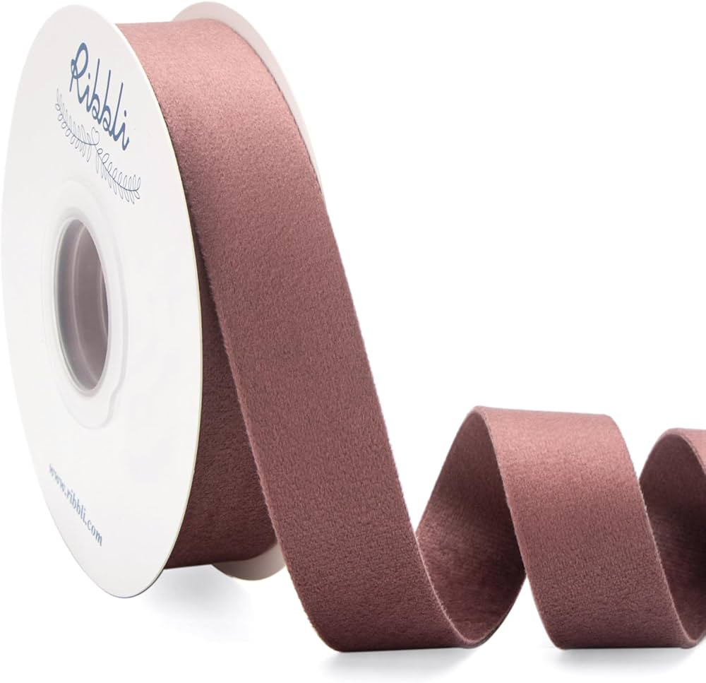 Ribbli Rosy Mauve Velvet Ribbon Double Faced 1 Inch 10-Yard Spool Mauve Ribbon Use for Christmas ... | Amazon (US)