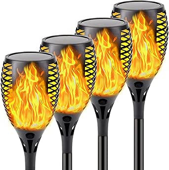 QINOL 4-Pack Solar Lights Outdoor (Higher & Larger Size) Solar Torches with Flickering Flame Wate... | Amazon (US)