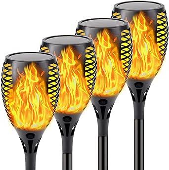 QINOL 4-Pack Solar Lights Outdoor (Higher & Larger Size) Solar Torches with Flickering Flame Wate... | Amazon (US)