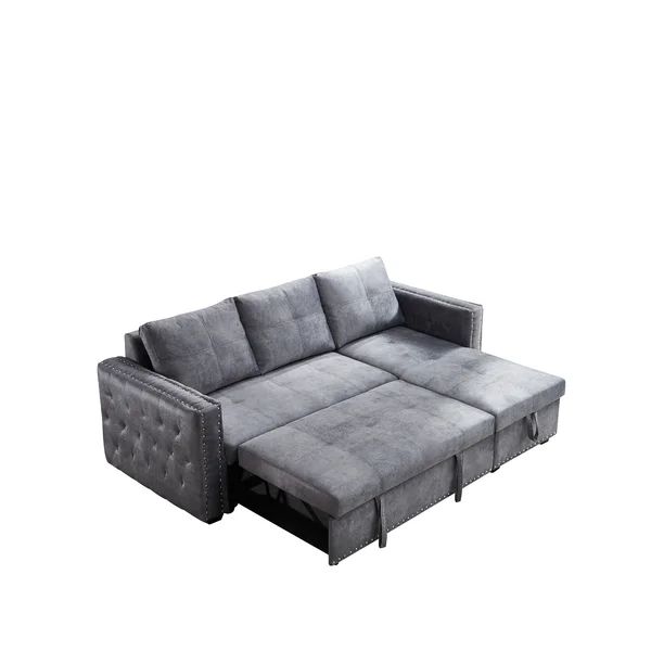 Katrín 90.5'' Velvet Square Arm Sofa Bed | Wayfair North America
