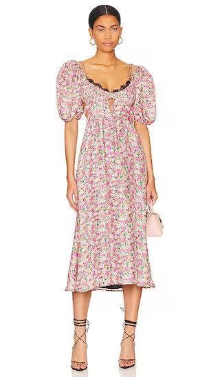 For Love & Lemons Isadora Midi Dress in Pink. - size S | Revolve Clothing (Global)