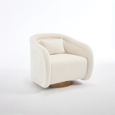 Swivel Accent Chair, 360-degree Swivel Barrel Chair with Teddy Upholstery, Comfy Pumpkin-Shaped Swivel Chair for Living Room, Bedroom, or Office | Wayfair North America