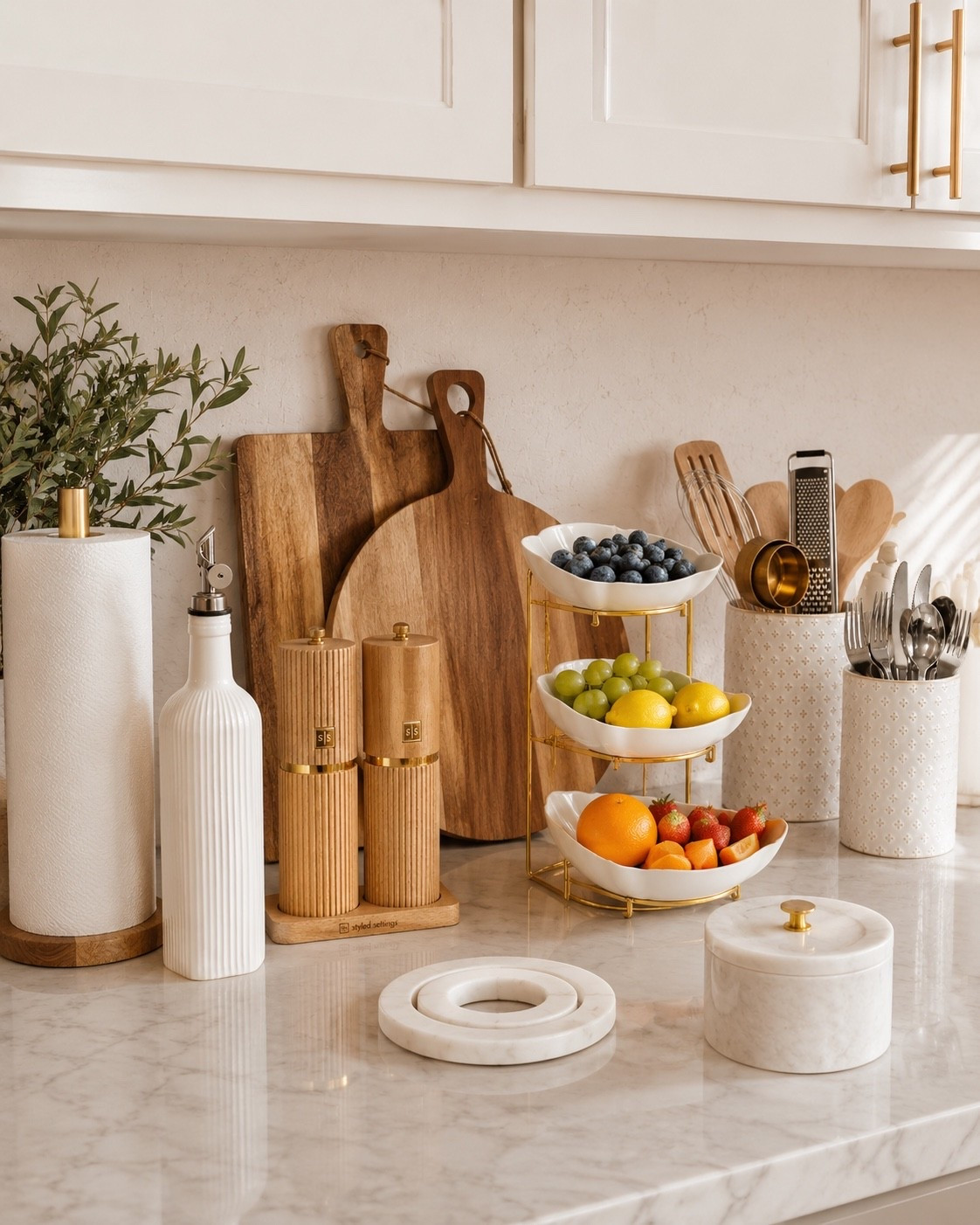 Neutral kitchen finds that instantly made my countertop feel more cozy, clean, and elevated ✨  
I’ve been loving mixing warm wood tones, soft whites, marble details, and gold accents for that calm kitchen aesthetic 🤍

Everything linked here is both beautiful and functional — my favorite kind of home decor.

#ltkhome #kitchenfinds #amazonhome #cozykitchen #countertopdecor