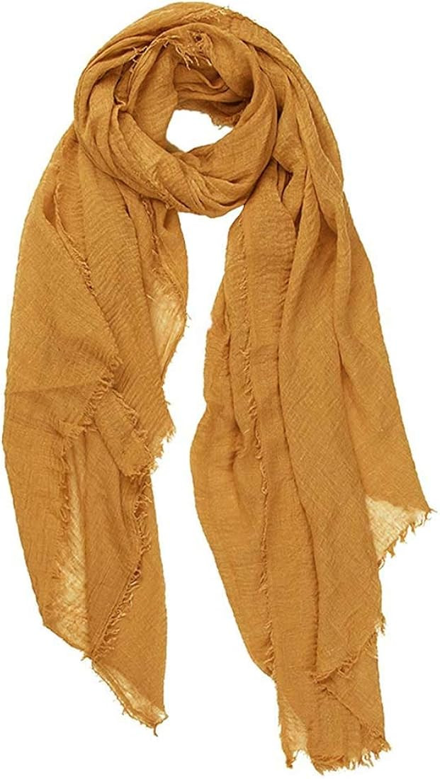 XRDSS Summer Cotton Blend Crinkle Vintage Soft Scarf with Fringed Edges 35" × 70" | Amazon (US)