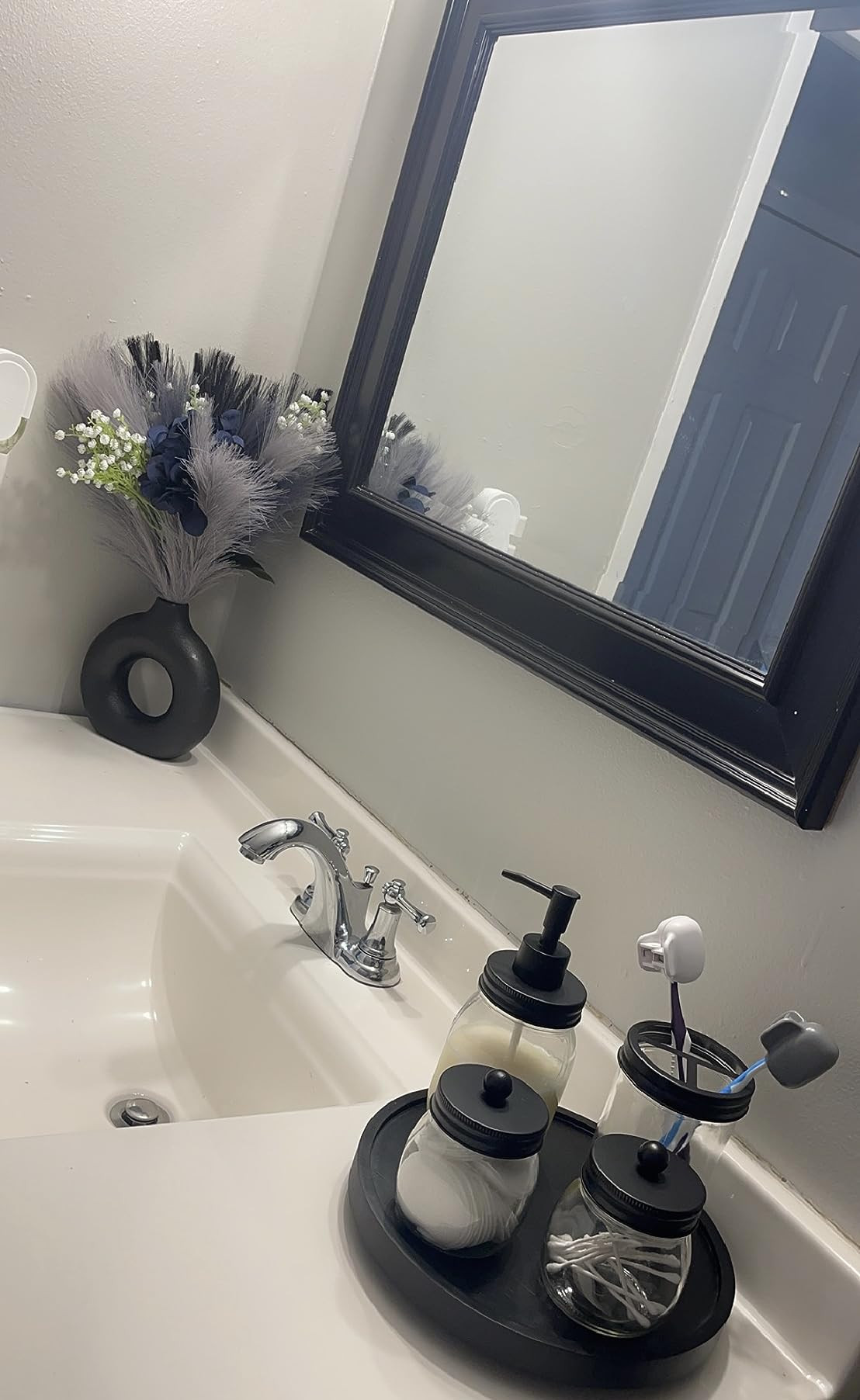 White Ceramic Vase - for Modern Home Decor,Round Matte Pampas Flower Vases Minimalist Nordic Boho... | Amazon (US)