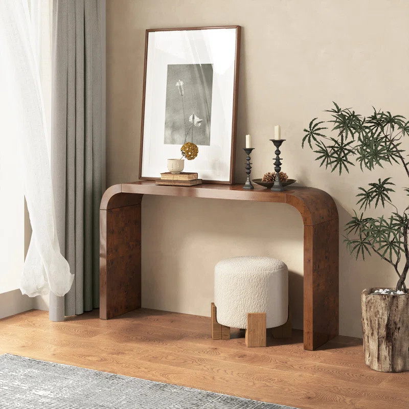 Kialah 52" W Burl Wood Console Table – Artisan Elegance with Graceful Lines | Wayfair North America
