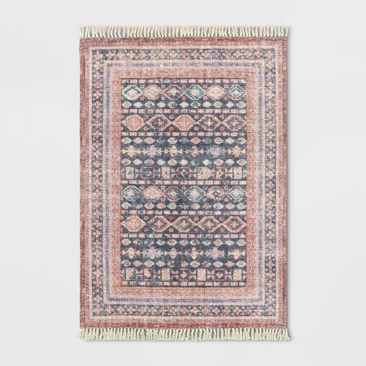 Alexandra Floral Printed Border Persian Rug Blush - Opalhouse™ | Target