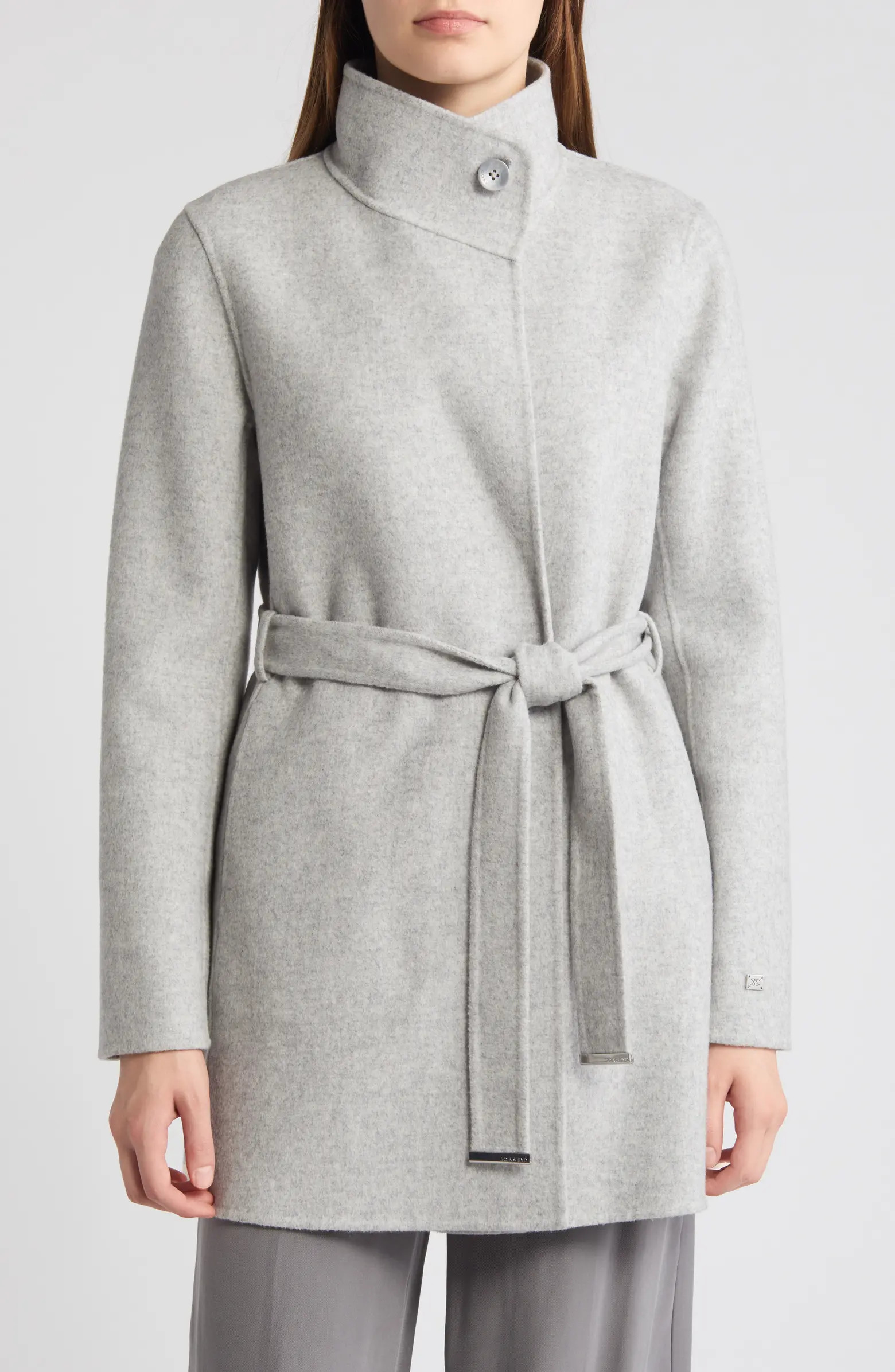 Kenia Funnel Neck Wool Blend Wrap Coat | Nordstrom Rack