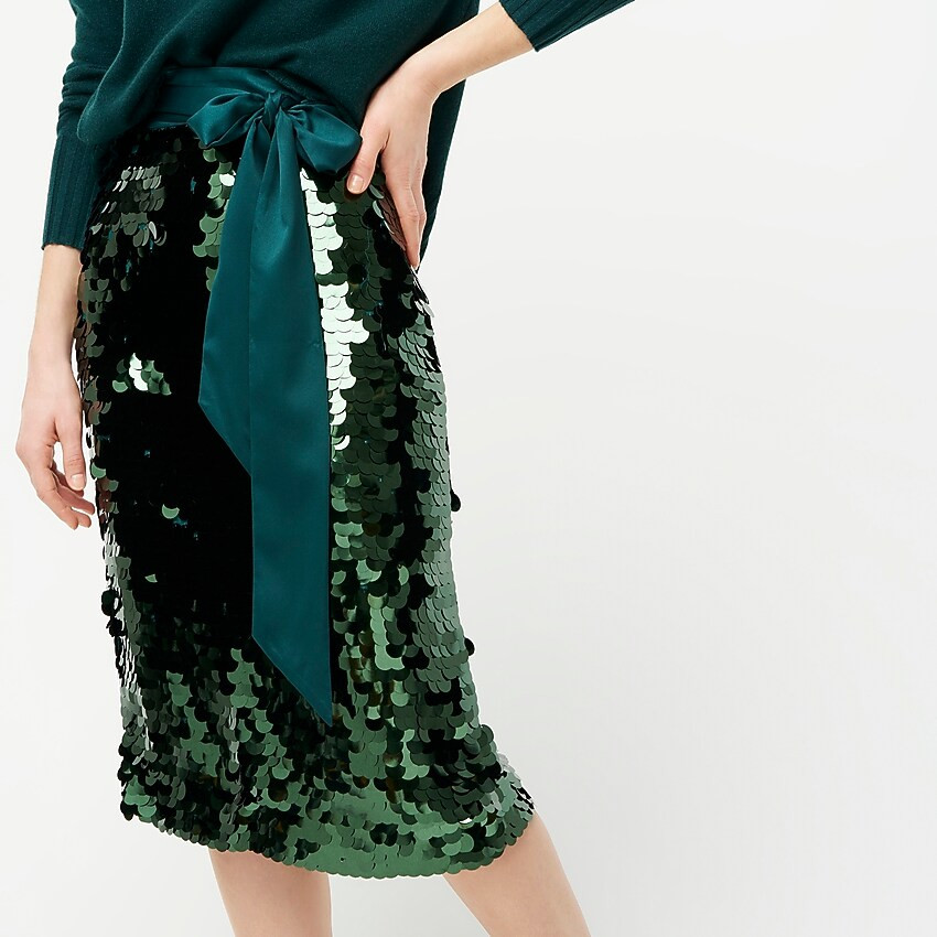 Satin-bow paillette sequin skirt | J. Crew US