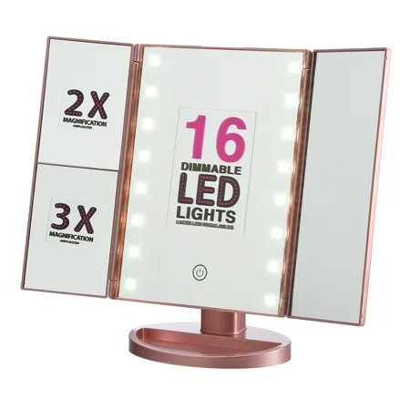 Onyx Makeup Mirror ($26 Value) with Dimmable LED Lights, Pink | Walmart (US)