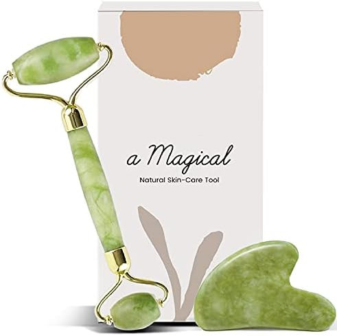 Natural Jade Roller and Gua Sha Set 2021 - Facial Beauty Tools Relieve Wrinkles Aging, Dark Circl... | Amazon (US)