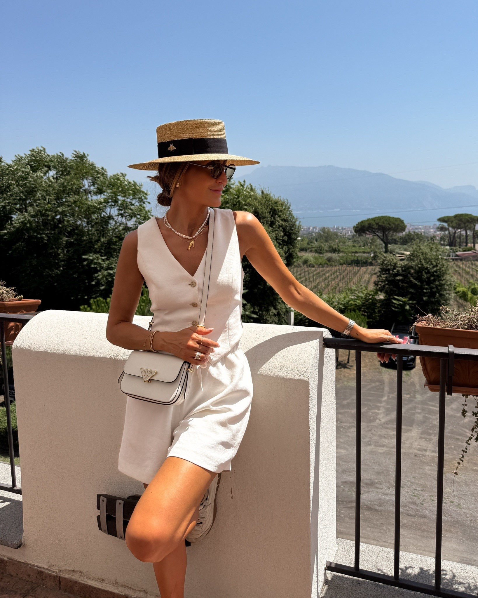 Classic resort outfit you’ll reach for year after year! White tailored set with a straw hat, white leather crossbody, miu miu sneakers

#LTKTravel #LTKootd #LTKHoliday