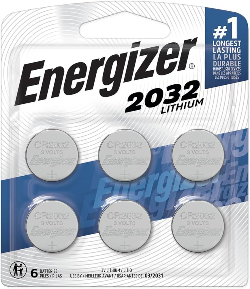 Energizer CR2032 Batteries, 3V Lithium Coin Cell 2032 Watch Battery,White (6 Count) | Amazon (US)
