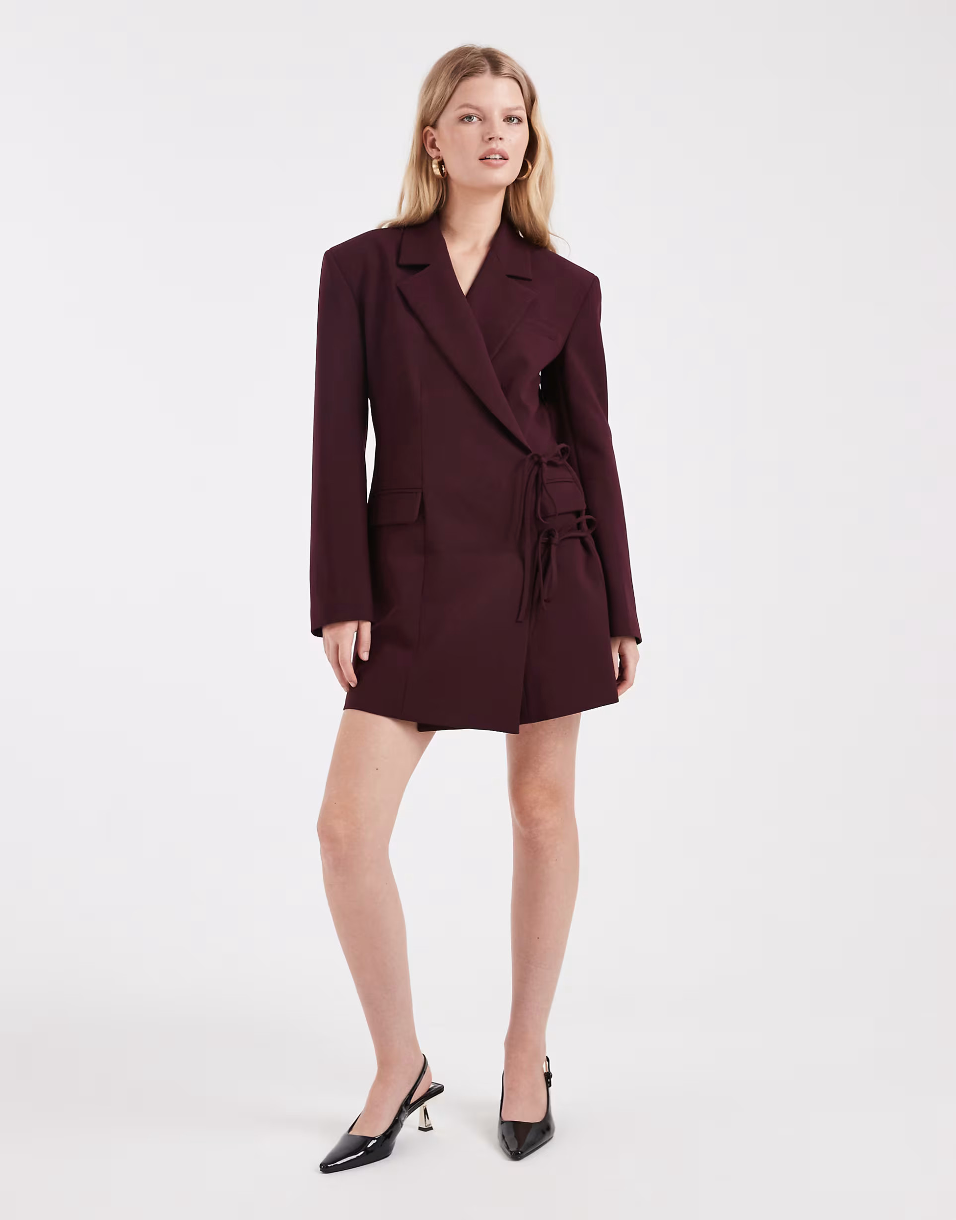 ASOS DESIGN wrap front blazer dress with tie side in plum | ASOS | ASOS (Global)