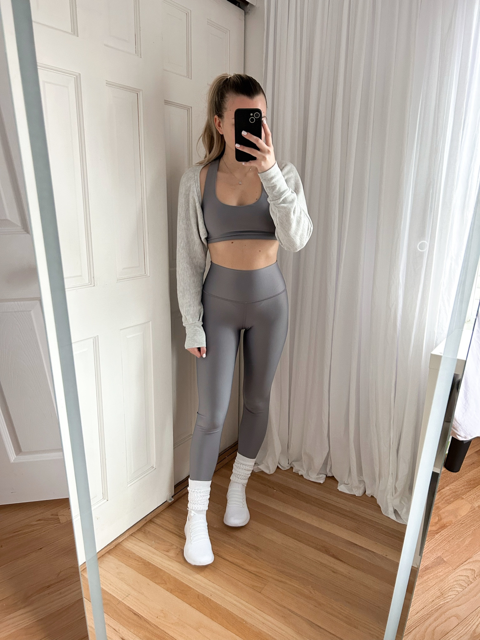 Pilates workout outfit ✨ wearing size xs in leggings and medium in the bra, and xl in the shrug!

#LTKfitness #LTKfindsunder50 #LTKMostLoved