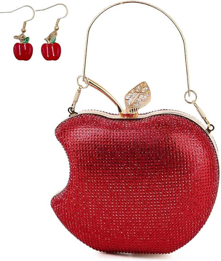 pearl&she Sparkly Apple Rhinestone Handbags Diamond Women Evening Bags Bling Minaudiere Clutch Cr... | Amazon (US)
