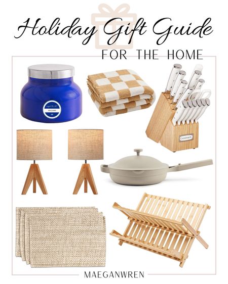 Holiday Gift Guide For The Home, Capri blue candle, volcano candle, throw blanket, cozy, comfy vibes, knife set, cuisine art, white, bed side lamps, bamboo dish drying rack, always pan, our place, table place mats, woven

#LTKhome #LTKHoliday #LTKGiftGuide