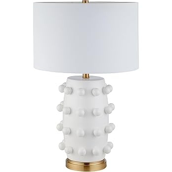 Henn&Hart 26" Tall Ceramic Table Lamp with Fabric Shade in Flat White, for Home, Living Room, Bed... | Amazon (US)